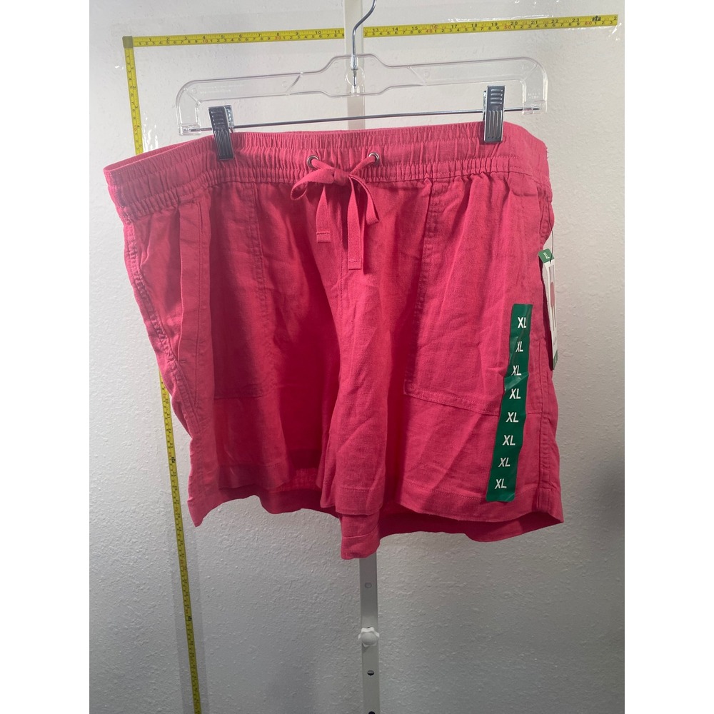 Nautica Womens XL Pink Linen Blend Pull On Drawstring Shorts NWT